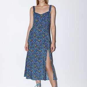 Zara Blue Floral Midi Dress